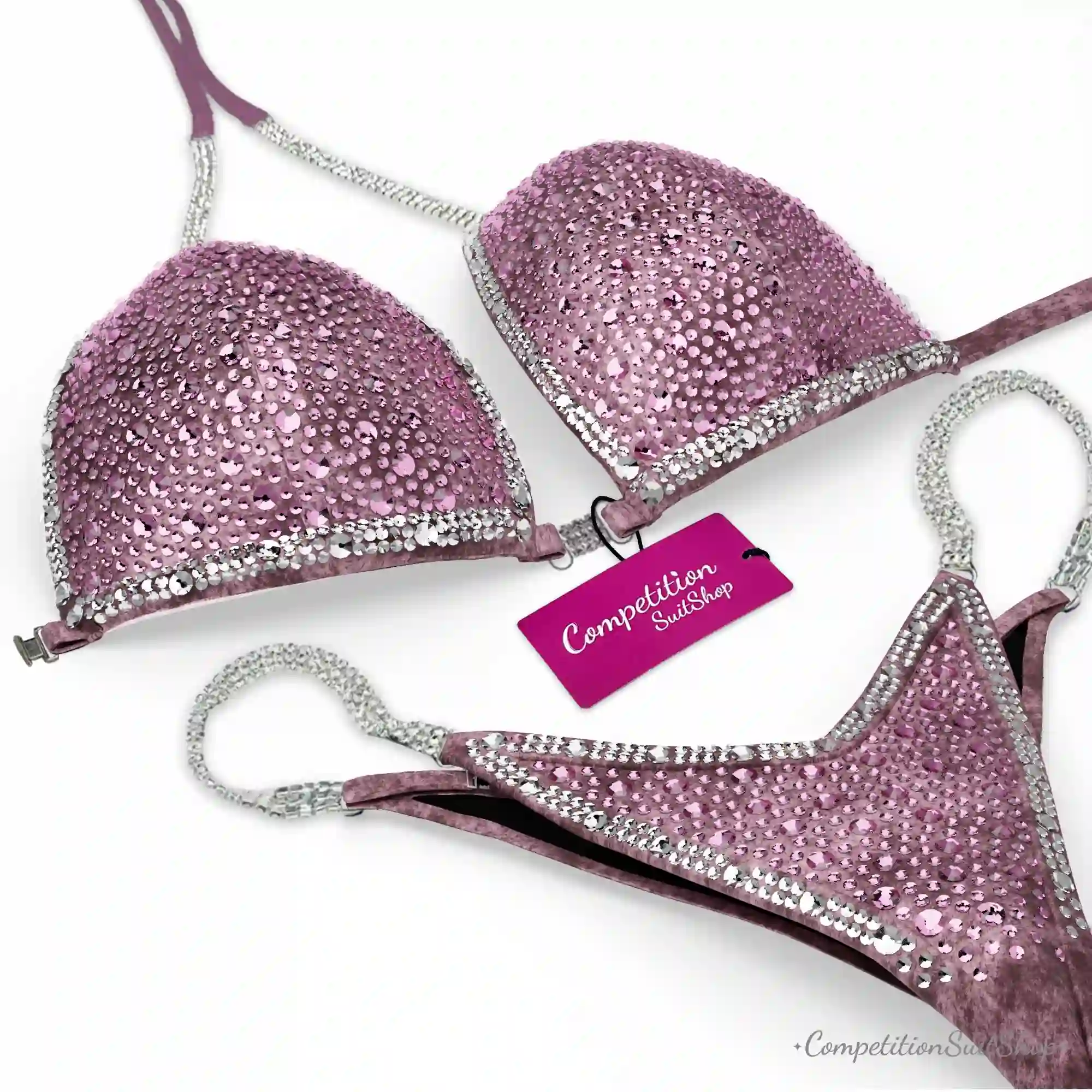 Pink Silver Trim Velvet Wellness Suit BM216-2W